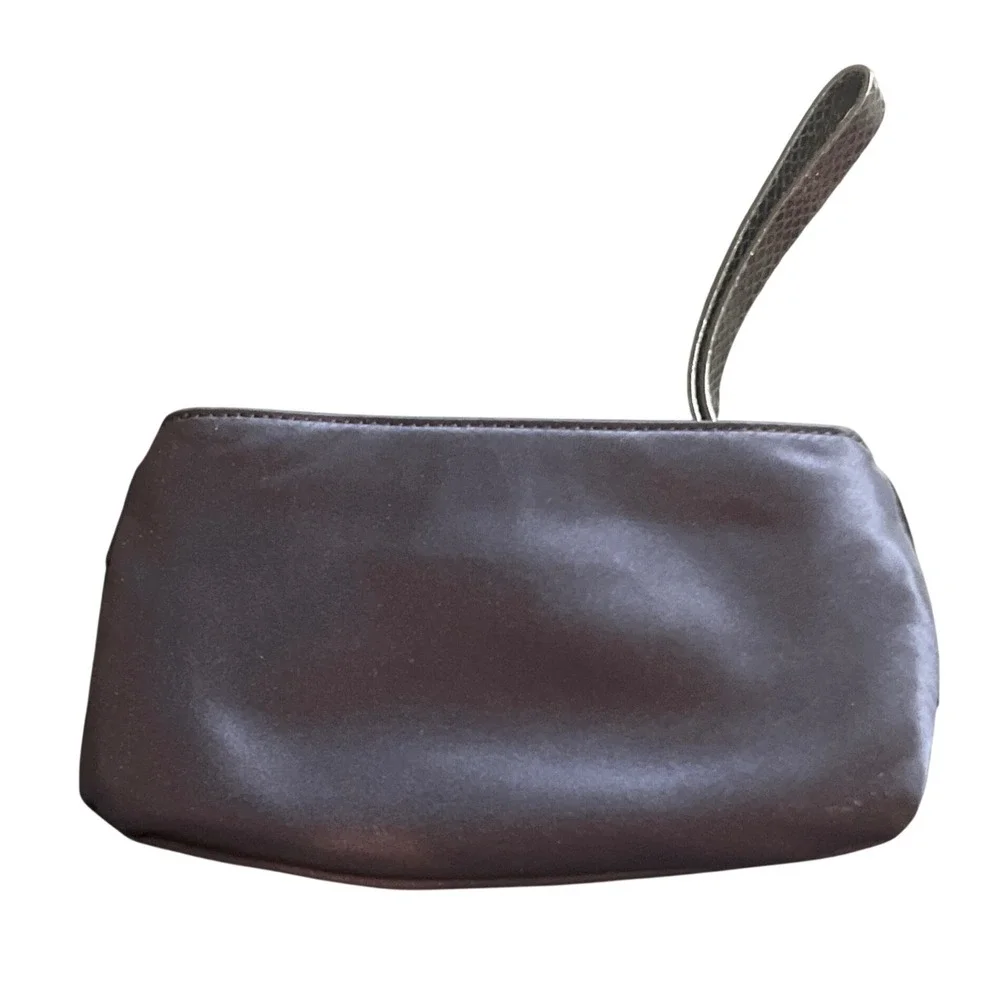 Kate Spade‎ Navy Blue Satin Bow Wristlet Clutch Snakeskin Strap Evening Bag
